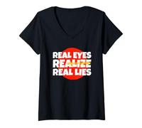 Mujer Los Ojos Reales se Dan Cuenta de mentiras Reales (Declaración de la Verdad) Camiseta Cuello V