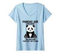 Mujer Los Pandas Son Impresionantes Soy Impresionante por lo Tanto, Soy un Panda Camiseta Cuello V