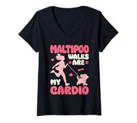 Mujer Los Paseos por Maltipoo Son mis mamás de Perros cardiovasculares Maltipoo Camiseta Cuello V