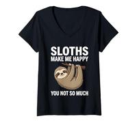 Mujer Los Perezosos me Hacen Feliz no Tanto Camiseta Cuello V