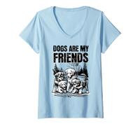 Mujer Los perros me enseñan lo que significa la amistad | Lealtad y paciencia Camiseta Cuello V