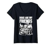 Mujer Los perros me enseñan lo que significa la amistad | Lealtad y paciencia Camiseta Cuello V