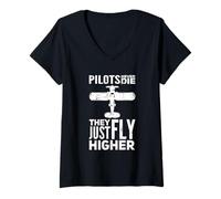 Mujer Los Pilotos Nunca Mueren, Solo vuelan más Alto Piloto Camiseta Cuello V