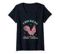 Mujer Los Pollos Son mi espíritu Animal Pollo Tribal Camiseta Cuello V