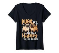 Mujer Los Pugs me Hacen Feliz, no Tanto Humor Divertido Camiseta Cuello V