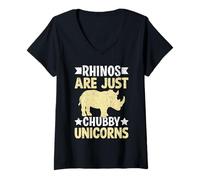 Mujer Los rinocerontes Son Solo Unicornios gorditos Camiseta Cuello V