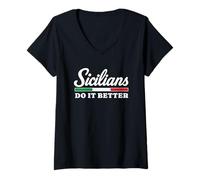 Mujer Los sicilianos lo Hacen Mejor Camiseta Cuello V