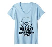 Mujer Los susurros del cuerpo El internista escucha la medicina interna Camiseta Cuello V
