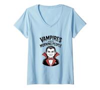 Mujer Los Vampiros odian a la Gente de la mañana Humor de Halloween Camiseta Cuello V