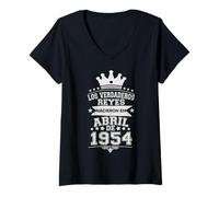 Mujer Los Verdaderos Reyes Nacieron en Abril de 1954-72 Años Camiseta Cuello V