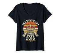 Mujer Los Verdaderos Reyes Nacieron en Agosto de 2016-10 Años Camiseta Cuello V
