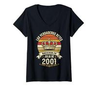 Mujer Los Verdaderos Reyes Nacieron en Julio de 2001-25 Años Camiseta Cuello V