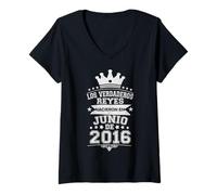 Mujer Los Verdaderos Reyes Nacieron en Junio de 2016-10 Años Camiseta Cuello V