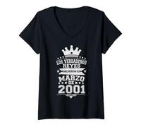 Mujer Los Verdaderos Reyes Nacieron en Marzo de 2001-25 Años Camiseta Cuello V