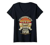 Mujer Los Verdaderos Reyes Nacieron en Mayo de 1958-68 Años Camiseta Cuello V