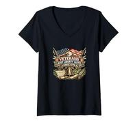 Mujer Los Veteranos Mantienen Viva la Libertad Desde 1776 Banderas patrióticas de águila Camiseta Cuello V