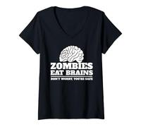 Mujer Los Zom omen Cerebros Camiseta Cuello V