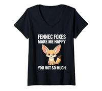Mujer Los Zorros Fennec me Hacen Feliz no Tanto Camiseta Cuello V