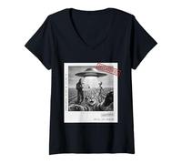 Mujer Lost Cat Funny Selfie UFO Alien Bigfoot Hombres Mujeres Niños Camiseta Cuello V
