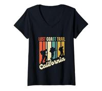 Mujer Lost Coast Trail California Senderismo Retro Montaña Escalada Camiseta Cuello V
