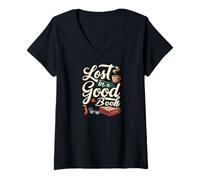 Mujer Lost in a Good Book Cozy Reading Design Camiseta Cuello V