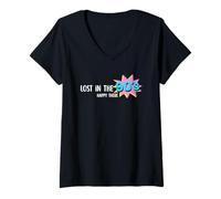 Mujer Lost in The 90s Happy There, diseño Pop Art Retro Camiseta Cuello V
