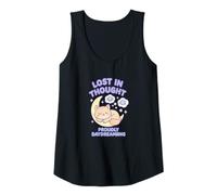 Mujer Lost in Thought Orgullosamente soñando Despierto Cat Kawaii Art Camiseta sin Mangas