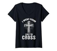 Mujer Lost to Cross Inspirador Fe Religiosa Cristiana Camiseta Cuello V