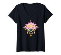 Mujer Lotus Flower Yoga Metafísico Camiseta Cuello V