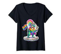 Mujer Loud & Proud Rainbow Dino Q'ueen Camiseta Cuello V