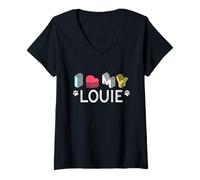 Mujer Louie Nombre de Perro Personalizado Louie Pet Lover Camiseta Cuello V