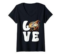 Mujer Love Books Teacher Gnome Graphic For Women And Wine Lover Camiseta Cuello V