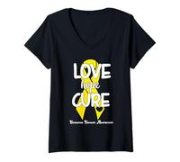 Mujer Love Cure Hope Yellow Ribbon Sarcoma Cancer Awareness Camiseta Cuello V