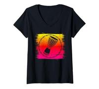Mujer Love Djembe, batería Africana, Tambor de África Reggae Camiseta Cuello V