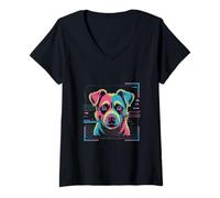 Mujer Love Dogs - Gráfico de Cara de Perro para dueños de Perros Que aman a los Perros Camiseta Cuello V