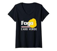 Mujer Love Fogo Cabo Verde con bandera de Cabo Verde Mapa Camiseta Cuello V