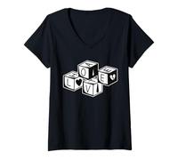 Mujer Love Hate Dice Blackwork Camiseta Cuello V