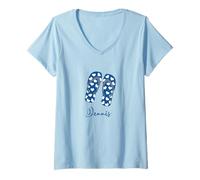 Mujer Love Heart Dennis Massachusetts Cape Cod - Chanclas de playa Camiseta Cuello V