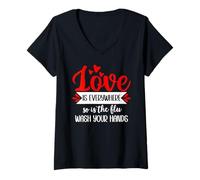 Mujer Love is Everywhere So is Flu Wash Your Hands Nurse Valentine Camiseta Cuello V