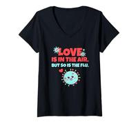 Mujer Love is In The Air But So Is The Flu Funny Valentine's Day Camiseta Cuello V