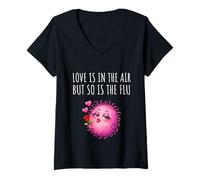 Mujer Love Is In The Air But So Is The Flu Happy Funny Anti Love Camiseta Cuello V