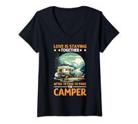 Mujer Love Is Staying Together After Parking The Camper Camiseta Cuello V