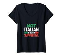 Mujer Love Italians Citas Bandera de Italia no Italiana Sino de Apoyo Camiseta Cuello V