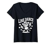 Mujer Love Line Dance divertido búho Camiseta Cuello V