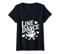 Mujer Love Line Dance divertido búho Camiseta Cuello V