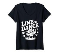 Mujer Love Line Dance divertido búho Camiseta Cuello V