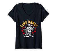 Mujer Love Line Dance divertido búho Camiseta Cuello V
