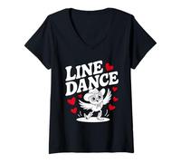 Mujer Love Line Dance divertido búho Camiseta Cuello V
