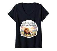 Mujer Love One Another As I Have Loved You - Versículo bíblico Cristiano Camiseta Cuello V
