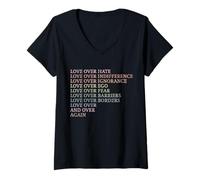 Mujer Love Over Hate - Indifference - Ignorance - Ego... | Camiseta Cuello V